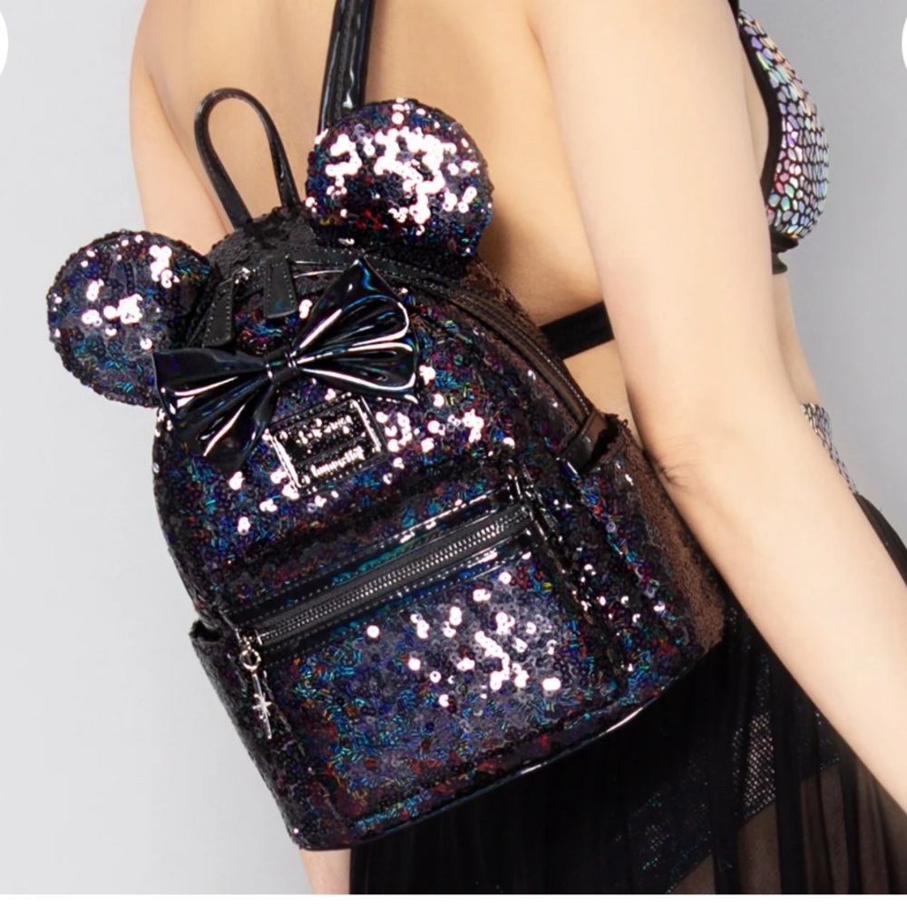 Loungefly X LASR exclusive Disney Celestial Dreams Black Sequin Mini backpack